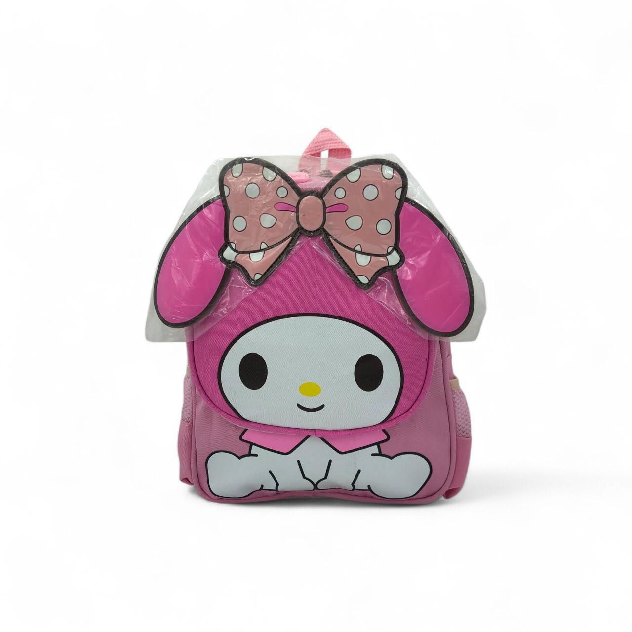 Kids pink character backpack with bow polka dots and 3D ear design